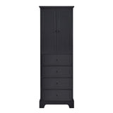 Hearth and Haven Watson Storage Cabinet with 2 Doors and 4 Drawers and Adjustable Shelf, Black