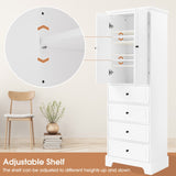 Hearth and Haven Watson Storage Cabinet with 2 Doors and 4 Drawers and Adjustable Shelf, White
