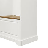 Hearth and Haven Gonzales Hallway Shoe Cabinet with Flip Up Bench, Adjustable Shelves and Hanging Hooks, White