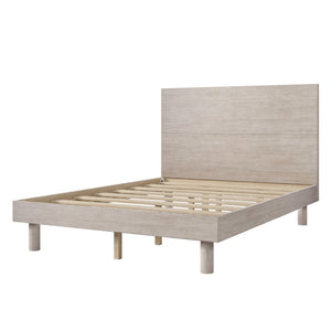 Hearth and Haven Solid Wood Grain Platform Bed Frame, Full, Stone Grey WF304319AAE