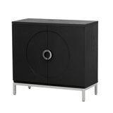 Hearth and Haven Sullivan Storage Sideboard with Solid Wood Veneer and Metal Leg Frame, Black WF305177AAB