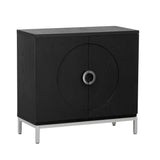 Hearth and Haven Sullivan Storage Sideboard with Solid Wood Veneer and Metal Leg Frame, Black WF305177AAB