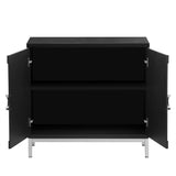 Hearth and Haven Sullivan Storage Sideboard with Solid Wood Veneer and Metal Leg Frame, Black WF305177AAB