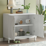 Hearth and Haven Sullivan Storage Sideboard with Solid Wood Veneer and Metal Leg Frame, White WF305177AAK