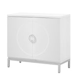 Hearth and Haven Sullivan Storage Sideboard with Solid Wood Veneer and Metal Leg Frame, White WF305177AAK