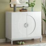 Hearth and Haven Sullivan Storage Sideboard with Solid Wood Veneer and Metal Leg Frame, White WF305177AAK