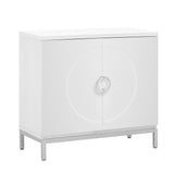 Hearth and Haven Sullivan Storage Sideboard with Solid Wood Veneer and Metal Leg Frame, White WF305177AAK