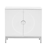 Hearth and Haven Sullivan Storage Sideboard with Solid Wood Veneer and Metal Leg Frame, White WF305177AAK