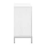 Hearth and Haven Sullivan Storage Sideboard with Solid Wood Veneer and Metal Leg Frame, White WF305177AAK