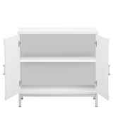 Hearth and Haven Sullivan Storage Sideboard with Solid Wood Veneer and Metal Leg Frame, White WF305177AAK