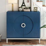 Hearth and Haven Sullivan Storage Sideboard with Solid Wood Veneer and Metal Leg Frame, Navy WF305177AAM