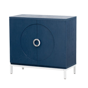 Hearth and Haven Sullivan Storage Sideboard with Solid Wood Veneer and Metal Leg Frame, Navy WF305177AAM