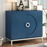 Hearth and Haven Sullivan Storage Sideboard with Solid Wood Veneer and Metal Leg Frame, Navy WF305177AAM