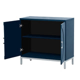 Hearth and Haven Sullivan Storage Sideboard with Solid Wood Veneer and Metal Leg Frame, Navy WF305177AAM