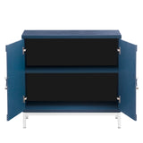 Hearth and Haven Sullivan Storage Sideboard with Solid Wood Veneer and Metal Leg Frame, Navy WF305177AAM