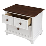 Hearth and Haven Wooden 2 Drawers Captain Nightstand, White WF305273AAK