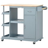 West Multipurpose Kitchen Island Cart with Adjustable Storage Shelves