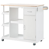 West Multipurpose Kitchen Island Cart with Adjustable Storage Shelves, White