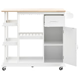 Hearth and Haven West Multipurpose Kitchen Island Cart with Adjustable Storage Shelves, White WF305554AAW