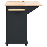 Hearth and Haven Reynolds Kitchen Island Cart with Drop Leaf and Power Outlet, Black WF305556AAB
