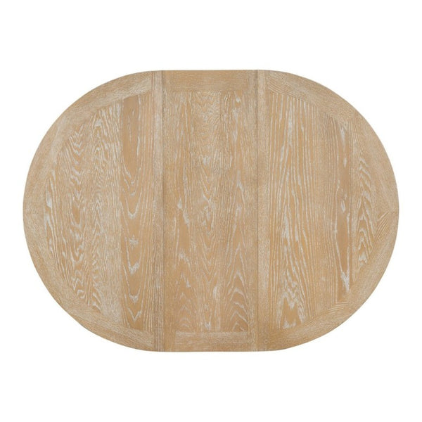 English Elm Trexm Farmhouse Extendable Round Dining Table with Oak Veneer Top and X Base Seats 6 Natural Wood Wash WF305980AAE