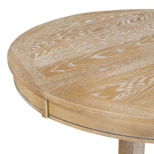 English Elm Trexm Farmhouse Extendable Round Dining Table with Oak Veneer Top and X Base Seats 6 Natural Wood Wash WF305980AAE