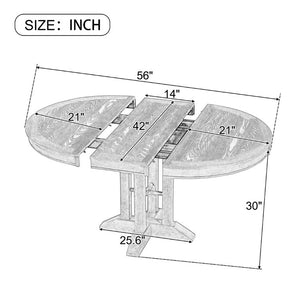English Elm Trexm Farmhouse Extendable Round Dining Table with Oak Veneer Top and X Base Seats 6 Natural Wood Wash WF305980AAE