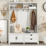 Hearth and Haven George Hall Tree with 2 Large Drawers, 5 Coat Hooks, White WF306450AAK