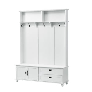 Hearth and Haven George Hall Tree with 2 Large Drawers, 5 Coat Hooks, White WF306450AAK