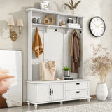 Hearth and Haven George Hall Tree with 2 Large Drawers, 5 Coat Hooks, White WF306450AAK