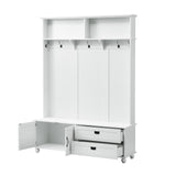 Hearth and Haven George Hall Tree with 2 Large Drawers, 5 Coat Hooks, White