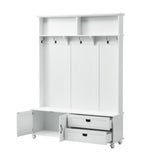 Hearth and Haven George Hall Tree with 2 Large Drawers, 5 Coat Hooks, White WF306450AAK