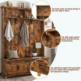 Hearth and Haven George Hall Tree with 2 Large Drawers, 5 Coat Hooks, Rustic Brown