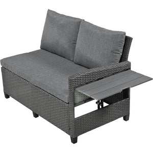 English Elm Wf316856aae[not for Sale] PE Rattan Outdoor Daybed with Canopy and Adjustable Table WF316856AAE
