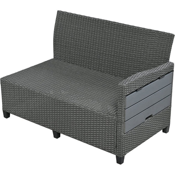 English Elm Wf316856aae[not for Sale] PE Rattan Outdoor Daybed with Canopy and Adjustable Table WF316856AAE