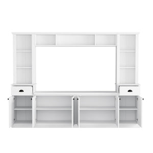 English Elm Tv Stand Modular Wall Unit with Adjustable Bridge Pier Cabinets and Open Shelving White WF320396AAK