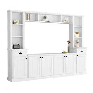 English Elm Tv Stand Wall Unit Four Piece Modular Entertainment Center with Open Shelving WF320397AAK