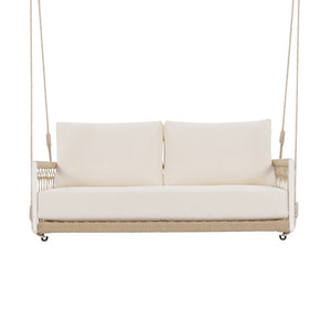 English Elm Trexm Outdoor Woven Rope Swing Sofa Iron Frame Resort Style Patio Seating for Two Beige - A WF320727AAA