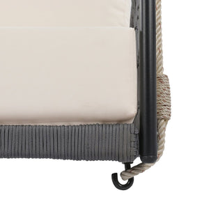 English Elm Trexm Outdoor Woven Rope Swing Sofa Iron Frame Resort Style Patio Seating for Two Beige - B WF320727AAB