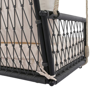 English Elm Trexm Outdoor Woven Rope Swing Sofa Iron Frame Resort Style Patio Seating for Two Beige - B WF320727AAB