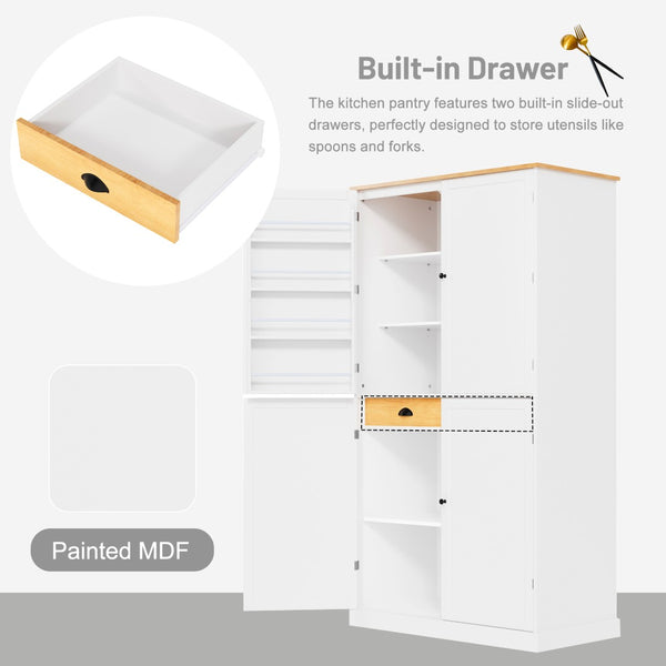 English Elm Wf320798aak Wide Mdf Kitchen Pantry Cabinet with Drawers and Adjustable Shelving WF320798AAK