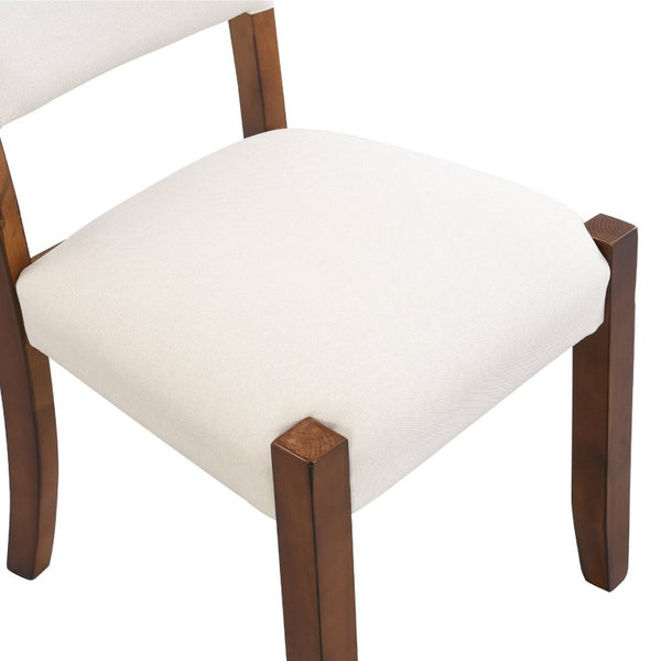 English Elm 2 Upholstered Dining Chairs and Bench with Wood Legs for Compact Modern Spaces WF321687AAK