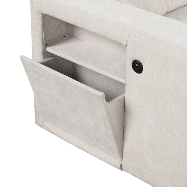 English Elm U_style Modular Sectional Sofa with Hidden Storage USB Charging and Cup Holders WF326034AAA