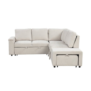 English Elm U_style Modular L-Shaped Fabric Sectional with Storage USB Charging and Cup Holders WF326035AAA