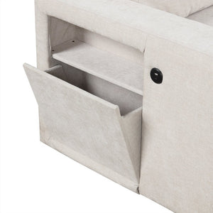 English Elm U_style L-Shaped Modular Sectional with Built-In Storage USB Port and Cup Holders WF326036AAA