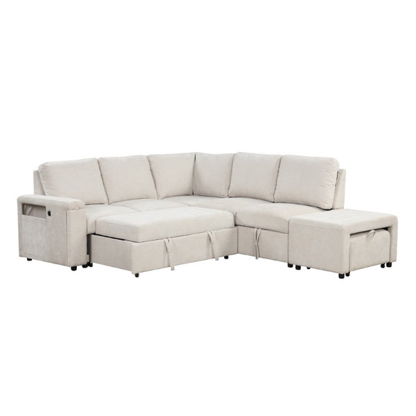 English Elm U_style L-Shaped Modular Sectional with Built-In Storage USB Port and Cup Holders WF326036AAA