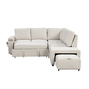 English Elm U_style Modular Sectional Sofa with Storage USB Charging and Cup Holders for Apartments WF326037AAA