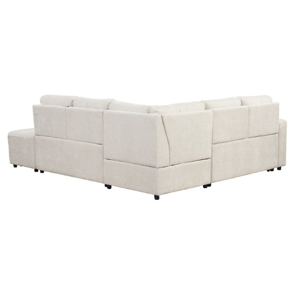 English Elm U_style Modular Sectional Sofa with Storage USB Charging and Cup Holders for Apartments WF326037AAA