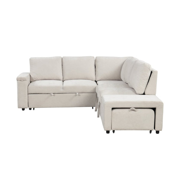 English Elm U_style Modular Sectional Sofa with Storage USB Charging and Cup Holders for Apartments WF326037AAA