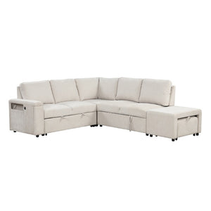 English Elm U_style Modular Sectional Sofa with Storage USB Charging and Cup Holders for Apartments WF326037AAA